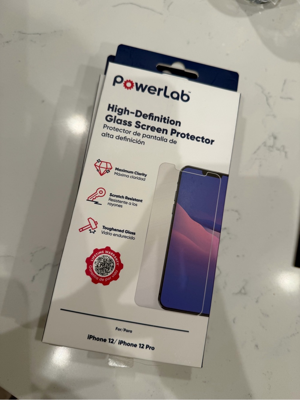 High-Definition Glass Screen Protector for iPhone 12 / 12 Pro - White